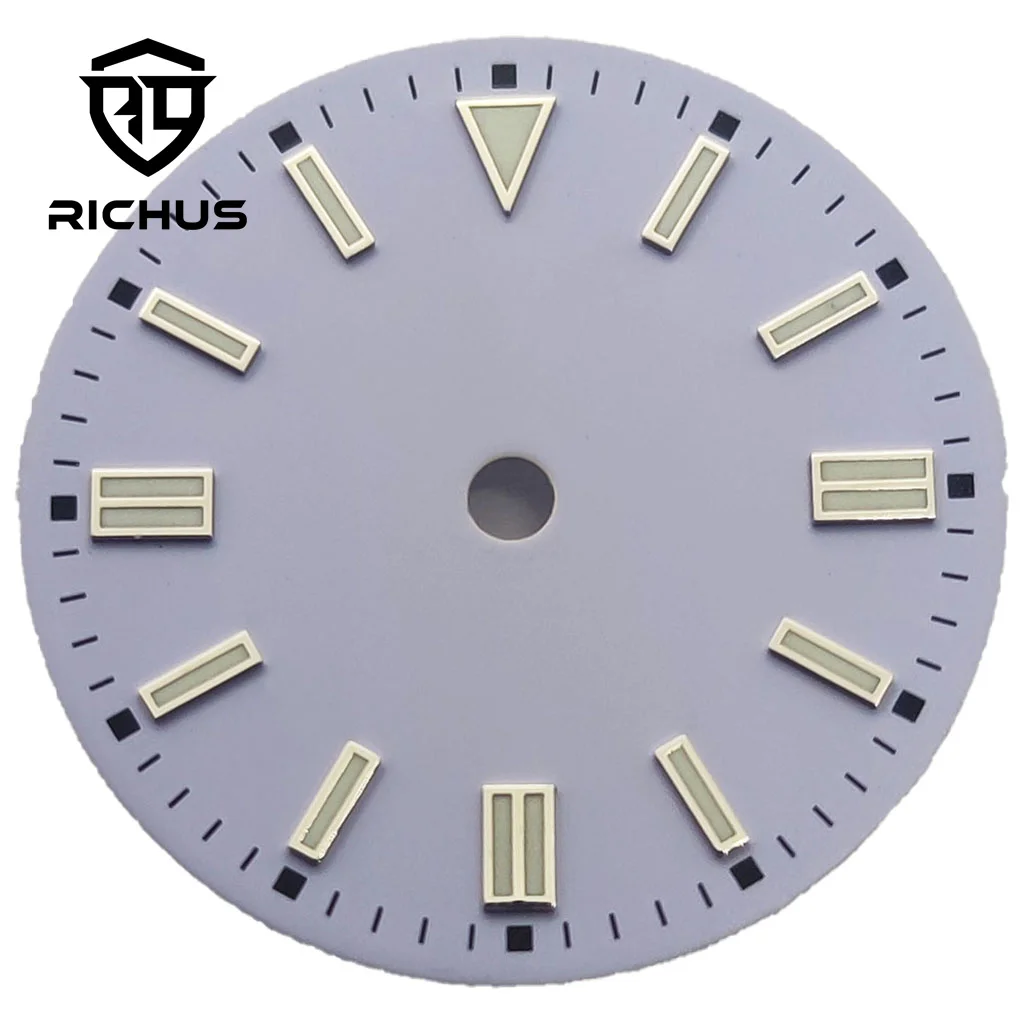 RICHUS NH35 ساعة الطلب 28.5 مللي متر ساعة الطلب الأزرق الأخضر مضيئة صالح NH34 NH35 NH36 ETA2824 2836 Miyota8215-DG حركة