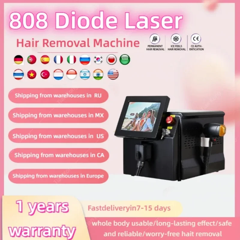 808nm Alexandrite Laser Hair Removal Diode Epilator 3000W Permanent Painless Cooling Head Ice Platinum Body Depilation Machine