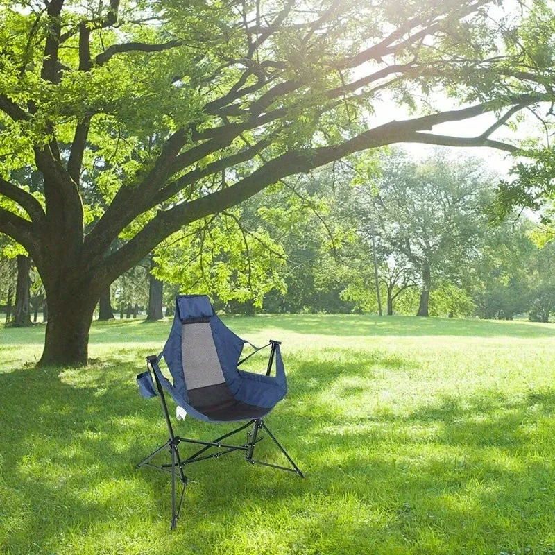 Outdoor Swing Chairs Portable Swinging Hammock Folding Camping Garden Chair Blue