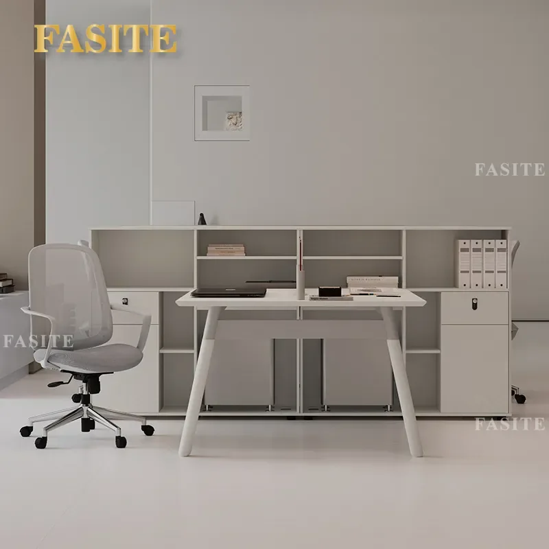 For 1.5m White Double Sided Financial Desk Modern Simple Accounting Office Staff Workstation Space Saving Face to Face Design