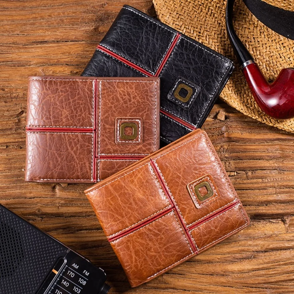 

Fashion Classic Men's Short Wallet Business Pu Leather Male Bifold Wallets Solid Color Casual Credit Card Holder Male