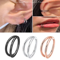 G23 Titanium 16G Cartilage Septum Hoop Piercing Jewelry Double Row Plated Conch Nose Rings Tragus for Women Men Girls