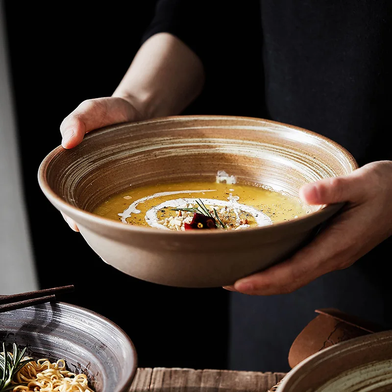 

Большой размер Cerc суповая миска салатник деревенская итальянская тарелка для пасты шляпа японская обеденная посуда миска для домашнего использования