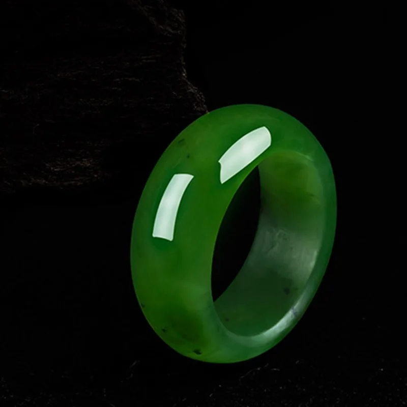 High Ice Grade A Green Jade Ring Natural Stone Jewelry Men Women Fashion Accessories Genuine Nephrite Hetian Jades Band Rings