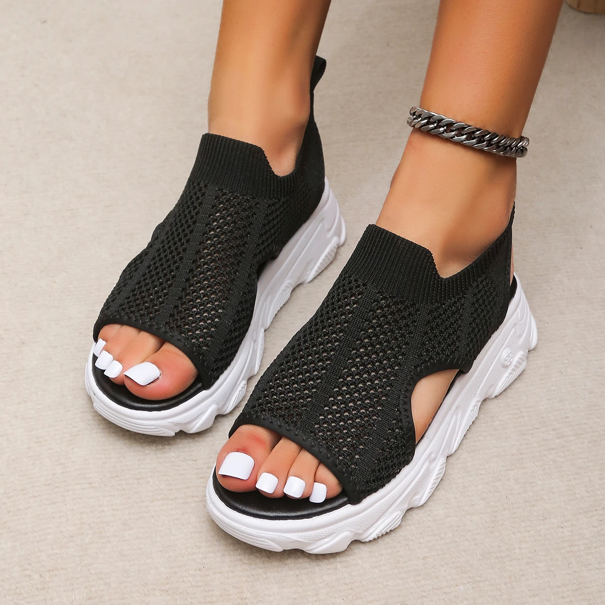 Women Sandals Women Casual Platform Shoes Thick-Soled Sandalias Open Toe Beach Shoes for Women Zapatos Mujer