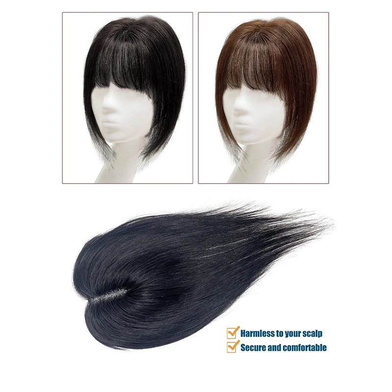 25 سنتيمتر 100% الشعر البشري 9*10 سنتيمتر Hairnet أسود بني داكن كليب في الشعر توبر تمديد مع الانفجارات قطعة شعر مستعار