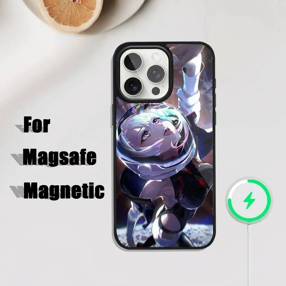 Lucy c-cyberpunks capa de telefone para iphone 17,16,15,14,13,12,11, pro, max, plus, mini, se4, e carregamento magnético sem fio magsafe