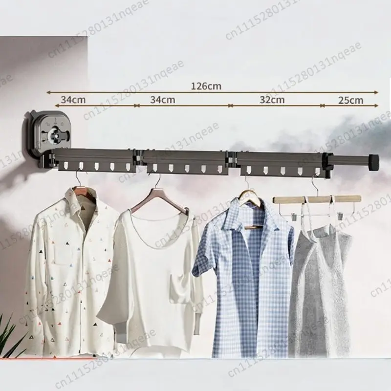 Household Invisible Wall Hanging Folding Telescopic Drying Rack Balcony Bathroom Non-punching Storage