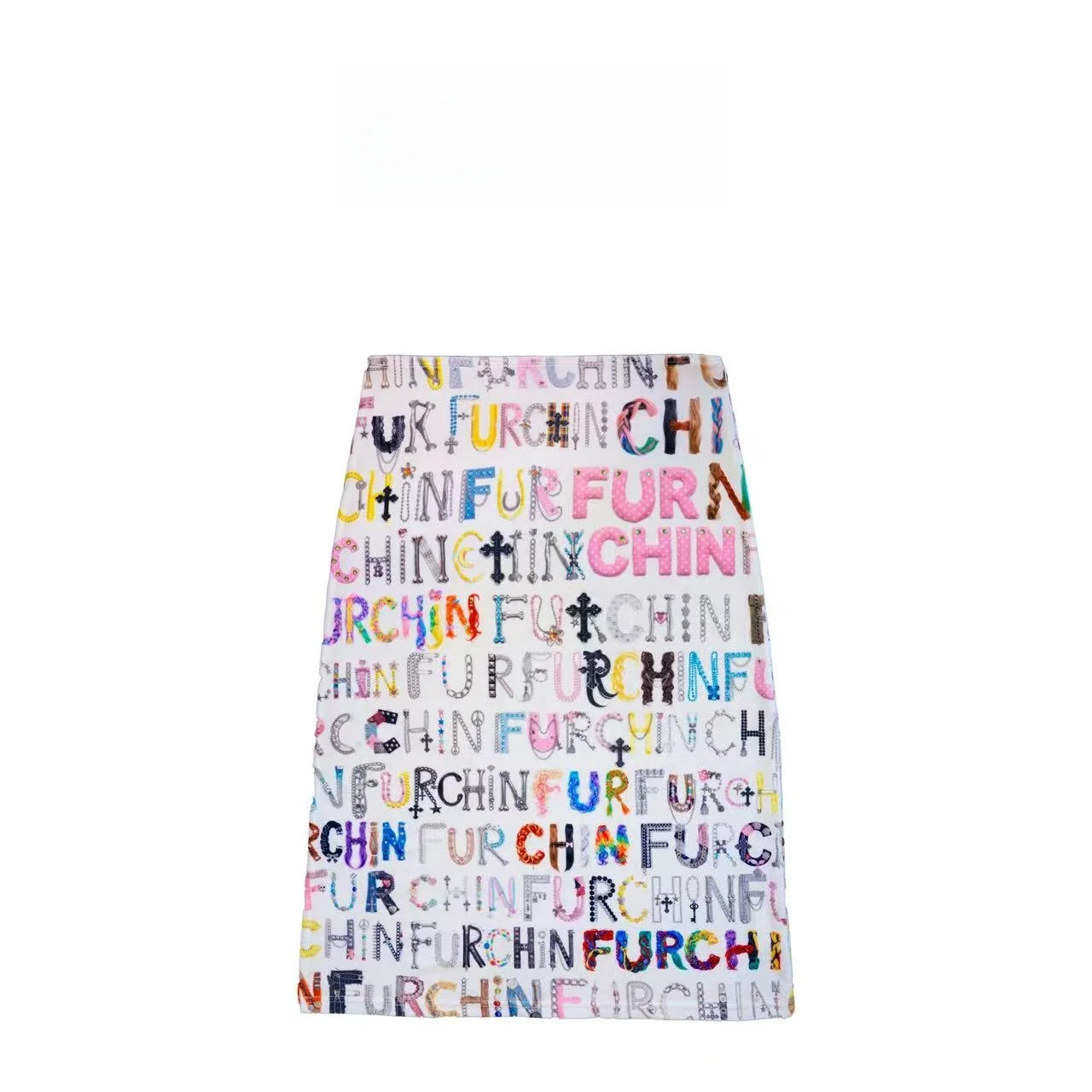 

Юбка Furchin SS2026 из эластичного бархата с буквенным принтом, прямого кроя, со средней талией, из новой полиэстеровой ткани, зимняя коллекция, женская, размер S