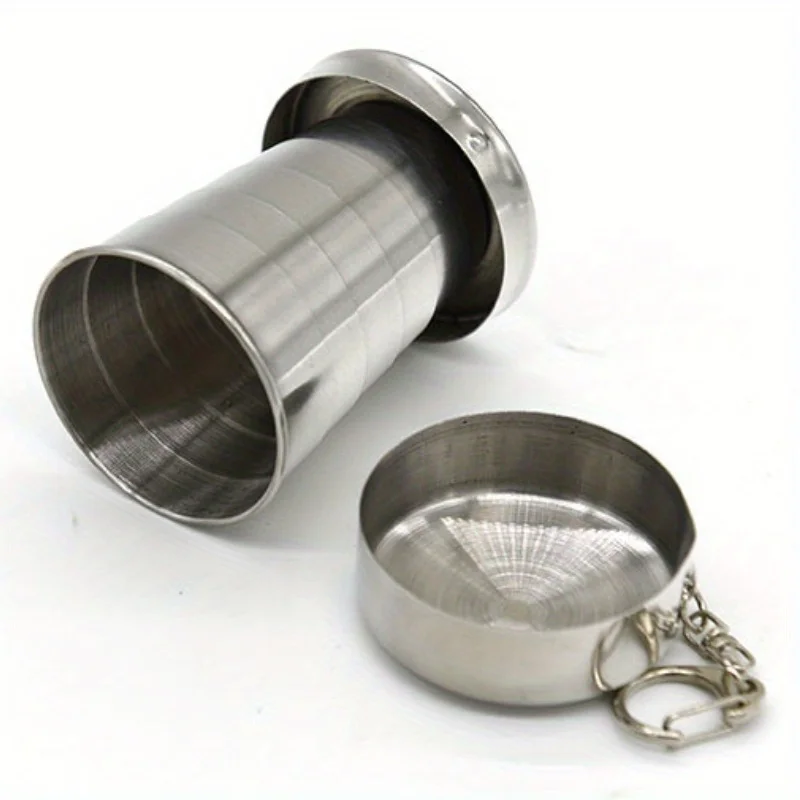 2-Pack - Collapsible Stainless Steel Cups (with Clip) - Perfect for Travel, Outdoor Activities, and Social Gatherings - Convenie