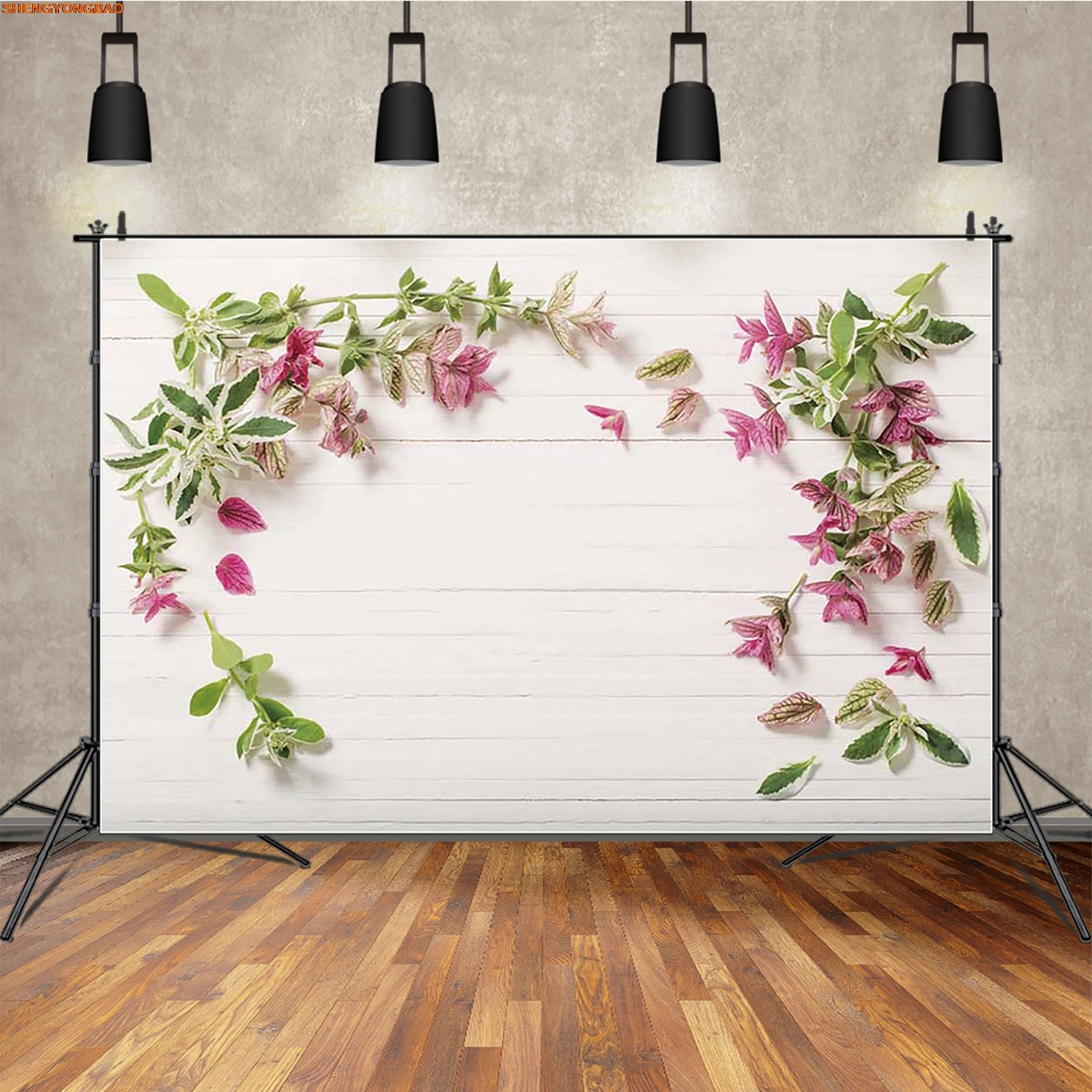 Primavera floral placa de madeira fundo fotografia parede primavera folhas photocall pano de fundo produto tiro photo studio