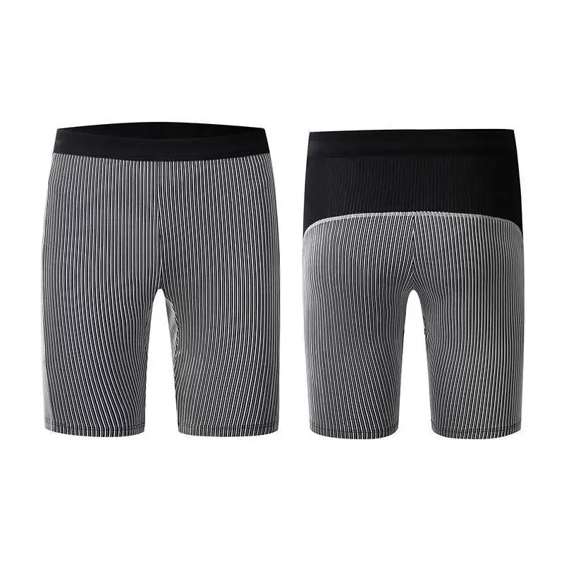 Herren-Laufshorts mit Taschen für Handy und Wasserflasche, Schnelltrocknende Athletische Kompressionsshorts, Rot Gestreifte Sportshorts – Detail 7