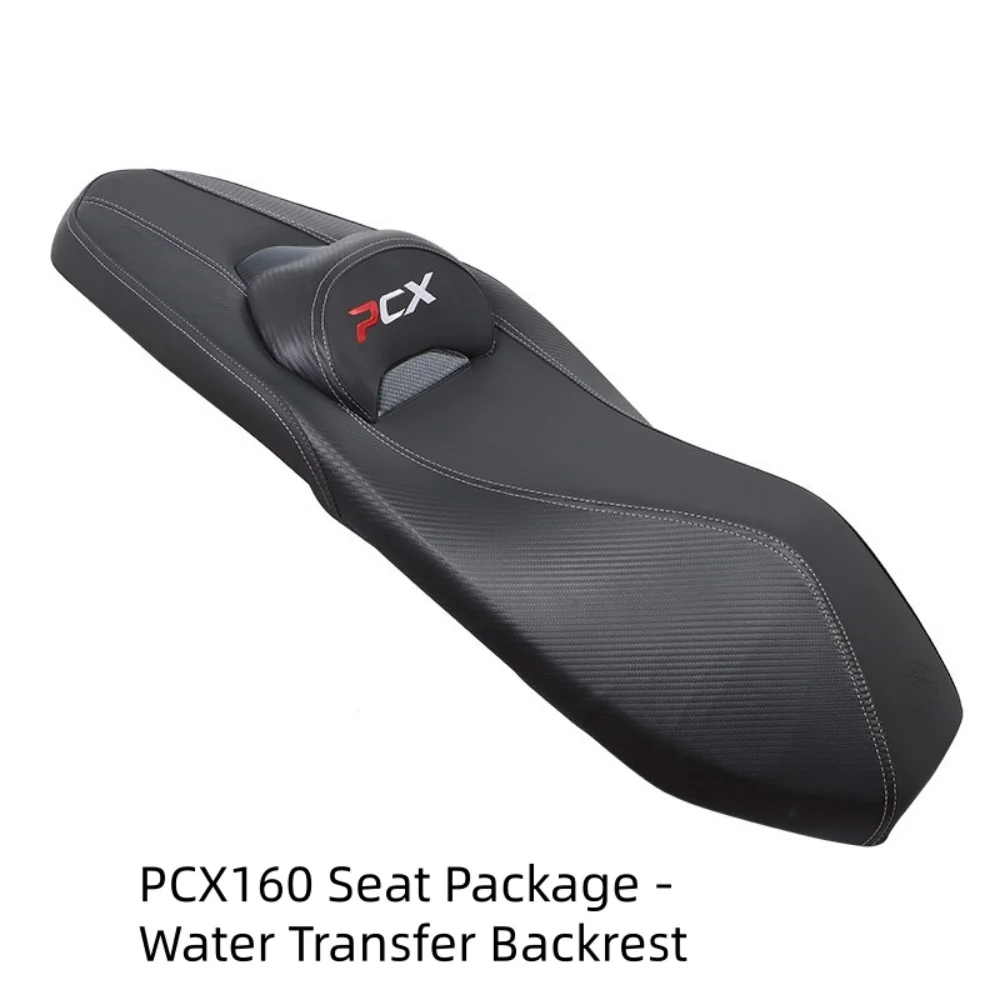 For PCX160 Carbon Textured Leather Seat Cushion With Passenger Lumbar Pad Soft Thick Sponge Relieve Long Ride Waist Ache
