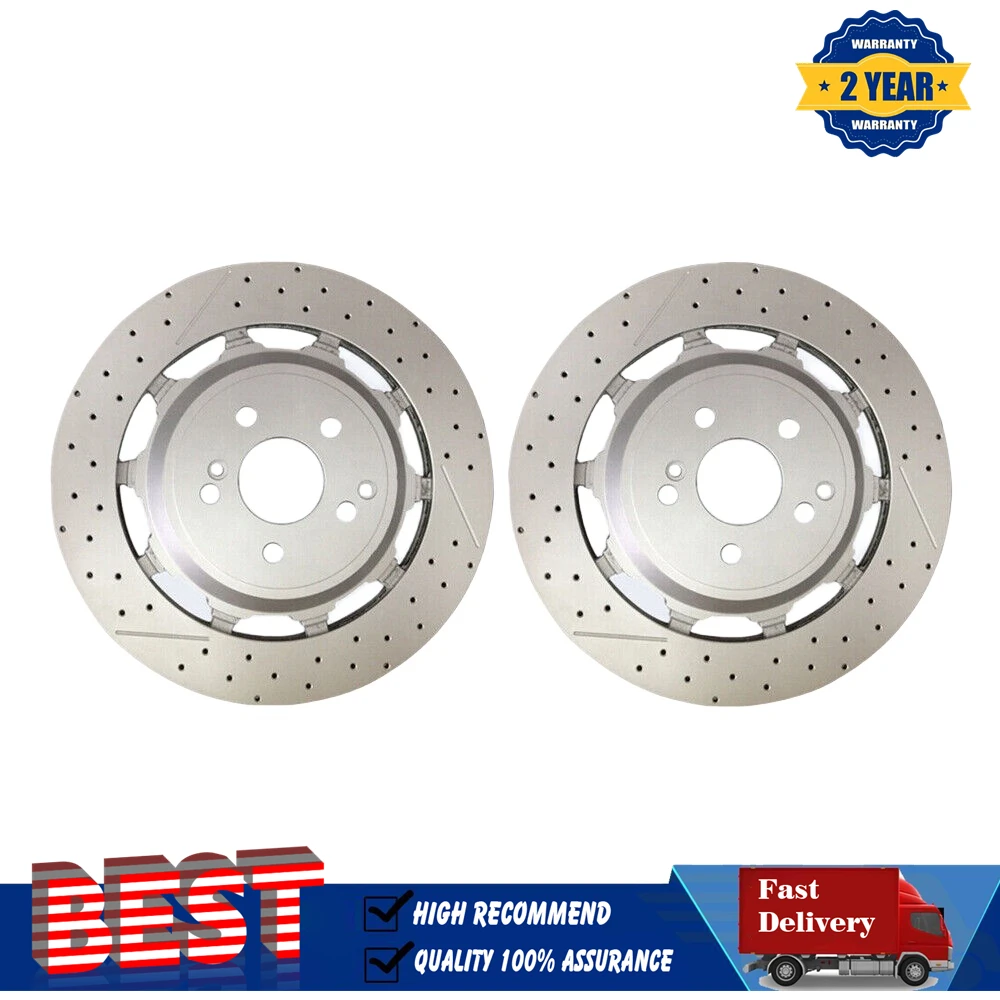 Pair Rear Brake Rotors Fit Mercedes W222 S450 S63 S65 AMG 2014-2020 A2224232012