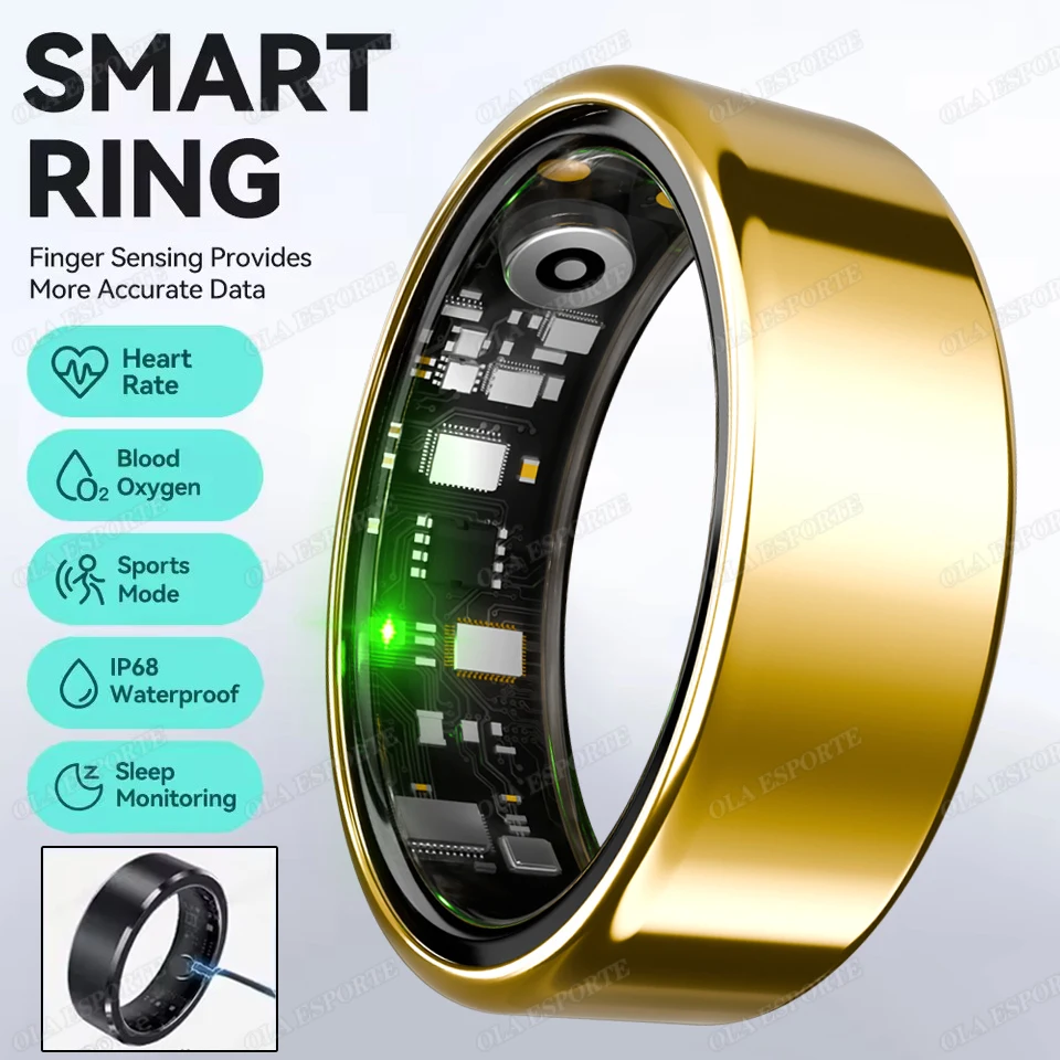 Für Smart Ring Männer Frauen Bluetooth Monitor Blut Herzfrequenz Blut Sauerstoff Monitor Smartring Multi Sport 5 ATM Wasserdicht 2025