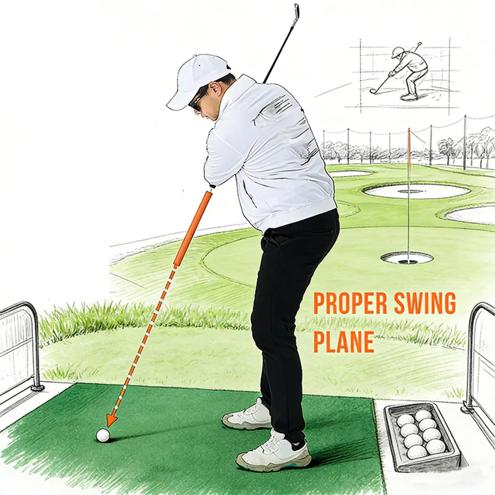 

Golf Training Equipment, Exercise Aid, Telescopic And Comfortable for Correcting Posture, Chipping Practice And Hitting for H