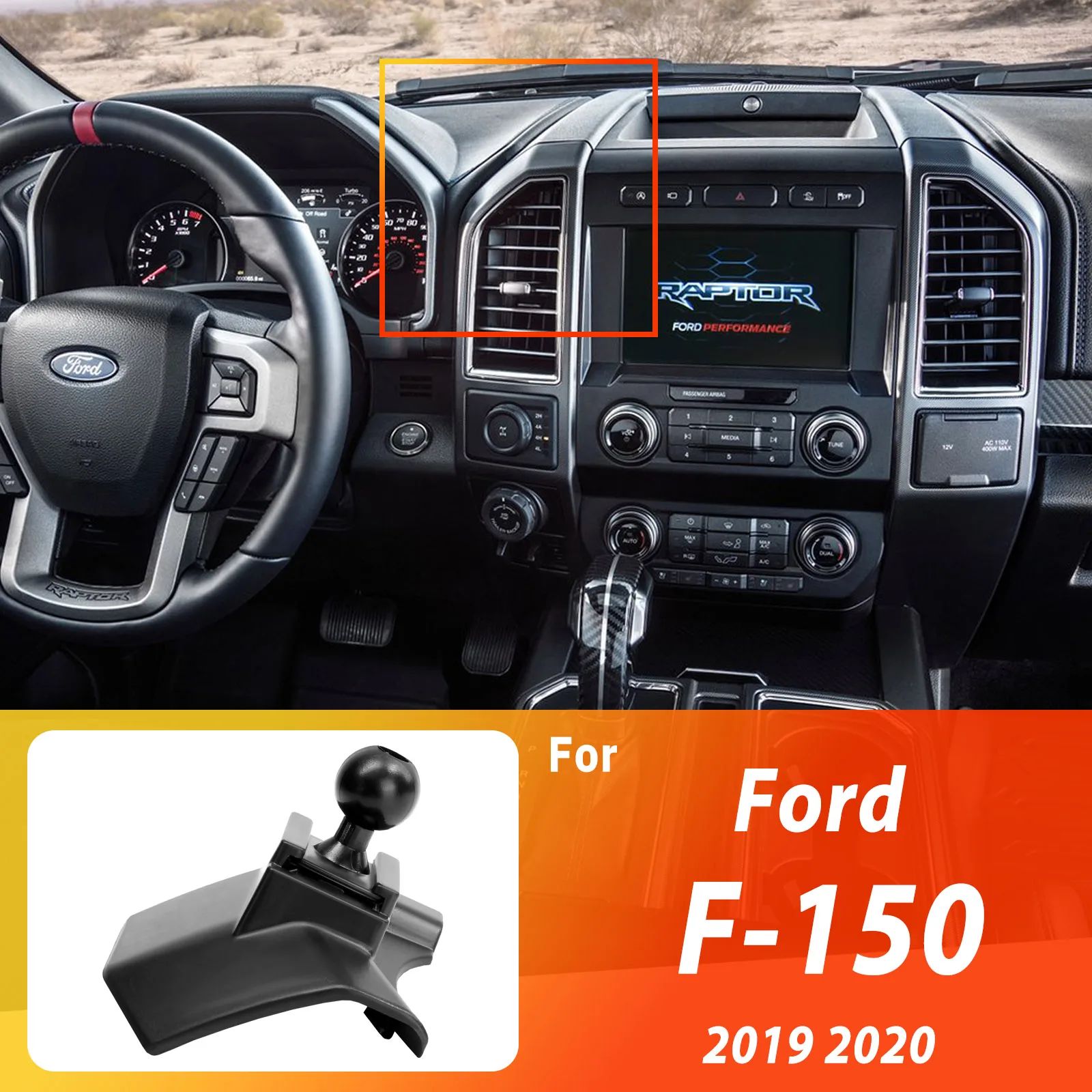 Designed for Ford F-150 Raptor 2019-2020 Phone Holder Car Magnetic Mount Smart Sensing Wireless Charging One-Touch Release