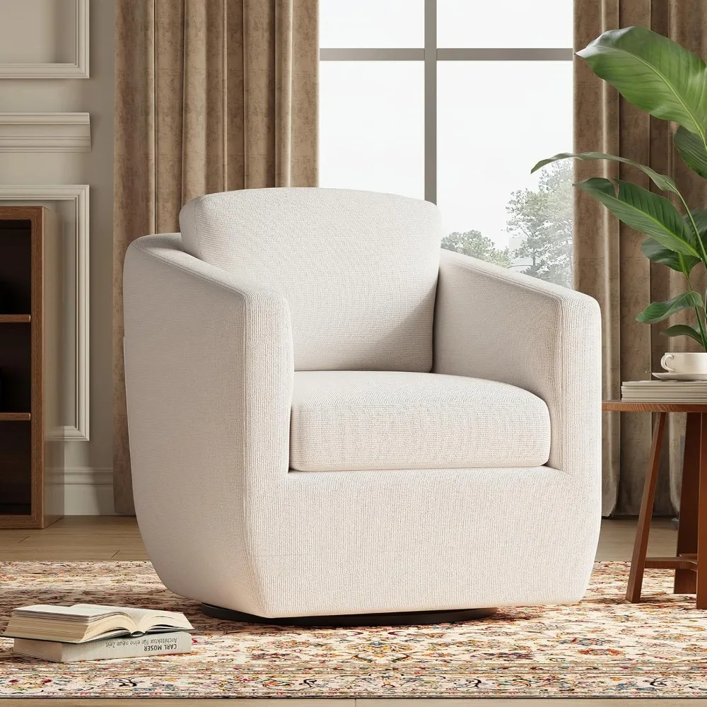 

360° Swivel Accent Chair With Pillow - Comfy Living Room Armchair No-sag Foam & Sturdy Metal Base,Accent Chair