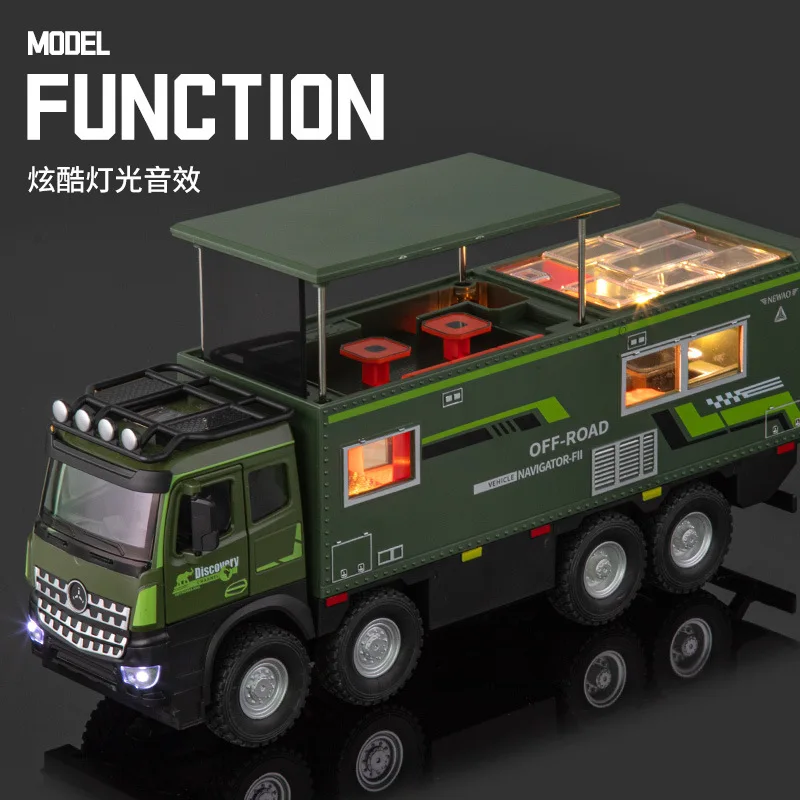 Nouveau modèle de camping-car tout-terrain 1:18, matériau en alliage, simulation de son et de lumière, porte ouverte, Force avant, cadeaux pour enfants B504