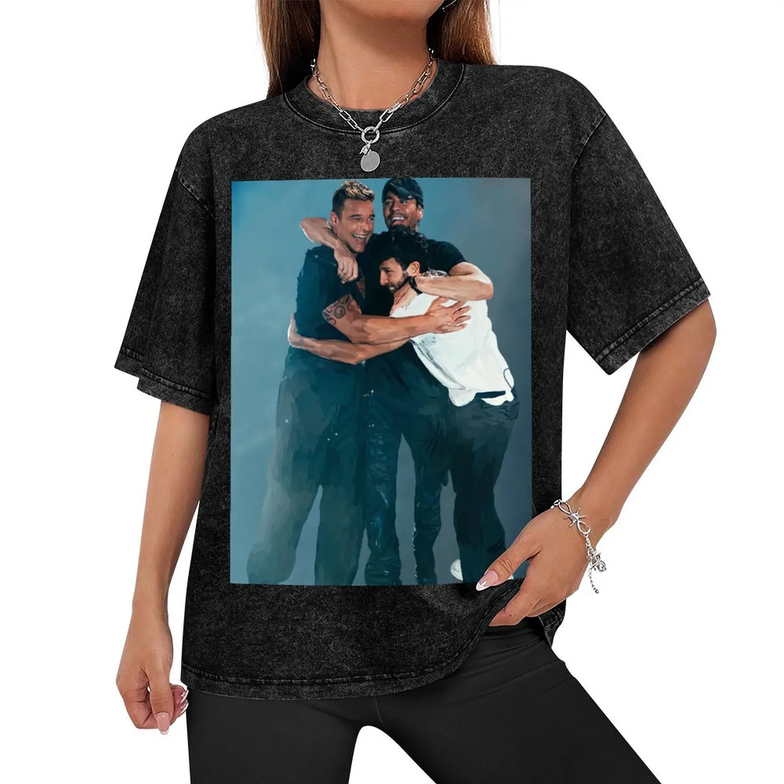 Enrique Iglesias, Ricky Martin & Sebastian Yatra T-Shirt anime shirt Luxury man mens tall t shirts