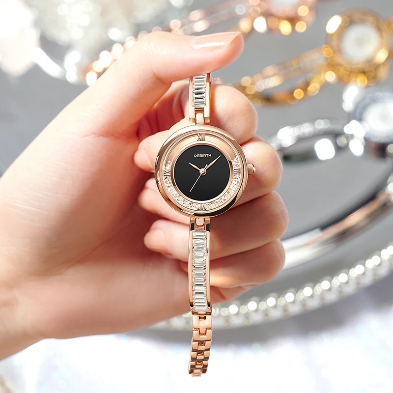 ساعات نسائية من الذهب الوردي ، العلامة التجارية الأعلى ، الفخامة ، السيدات ، ساعات المعصم ، الكوارتز ، الفولاذ الكامل ، ساعة نسائية