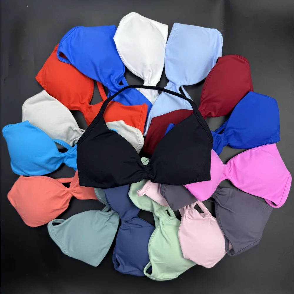 Sujetador deportivo con tiras para yoga, ropa interior para mujer, top de gimnasio, sujetador sin espalda para correr y hacer ejercicio, ropa deportiva de alto soporte, halter para fitness y entrenamiento.