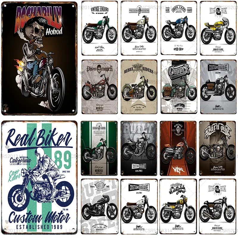 Vintage Motorcycle Metal Signage Tin Painting Billboard Poster Home Living Room Garage Bar Club Cafe Wall Art Decorative Mural