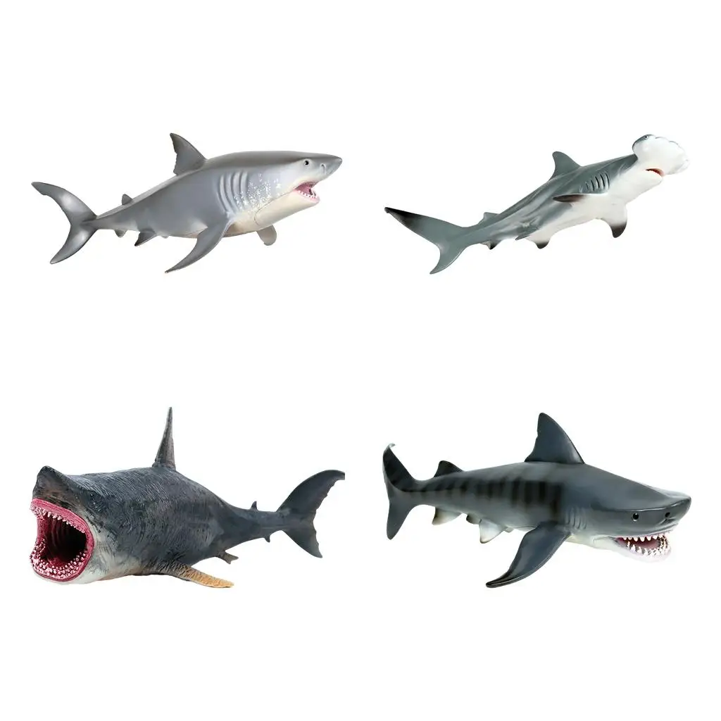 Marine Life Shark Action Figures Hand-Painted Model Toy Playset