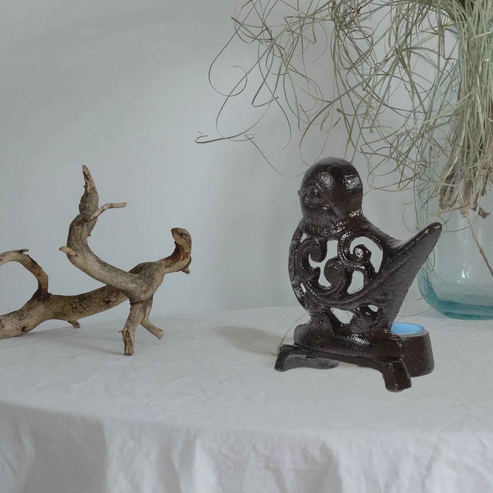 

Vintage Iron Holder Bird Design Decorative Romantic Candlestick Stand Home Desktop Decoration Retro Centerpiece