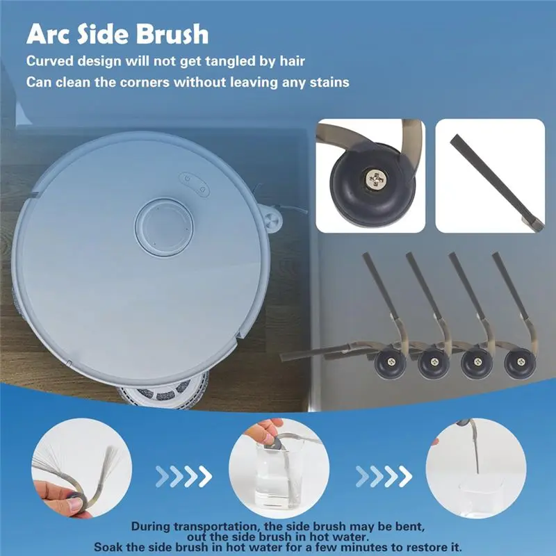 ABGE-Main Roller& Side Brush& Hepa Filter& Mop Cloth& Dust Bag For Roborock Qrevo Curv Robotic Vacuum Cleaner Accessories Ba