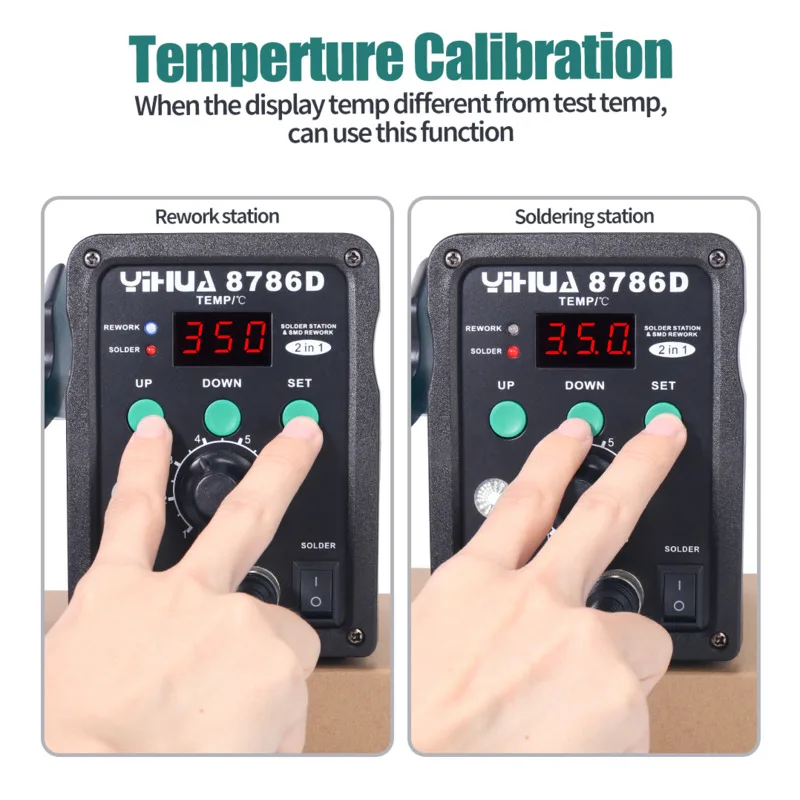 

Паяльник YIHUA 8786D, цифровая паяльная станция с горячим воздухом для ремонта телефонов и микросхем