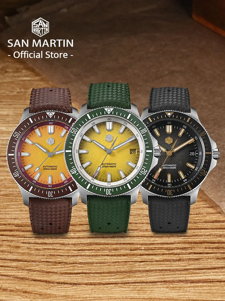San Martin 40mm Dive Watch Original Design NH35 Automatic Mechanical Fashion Men Watch Sapphire Waterproof 200m Luminous SN0118 image 3