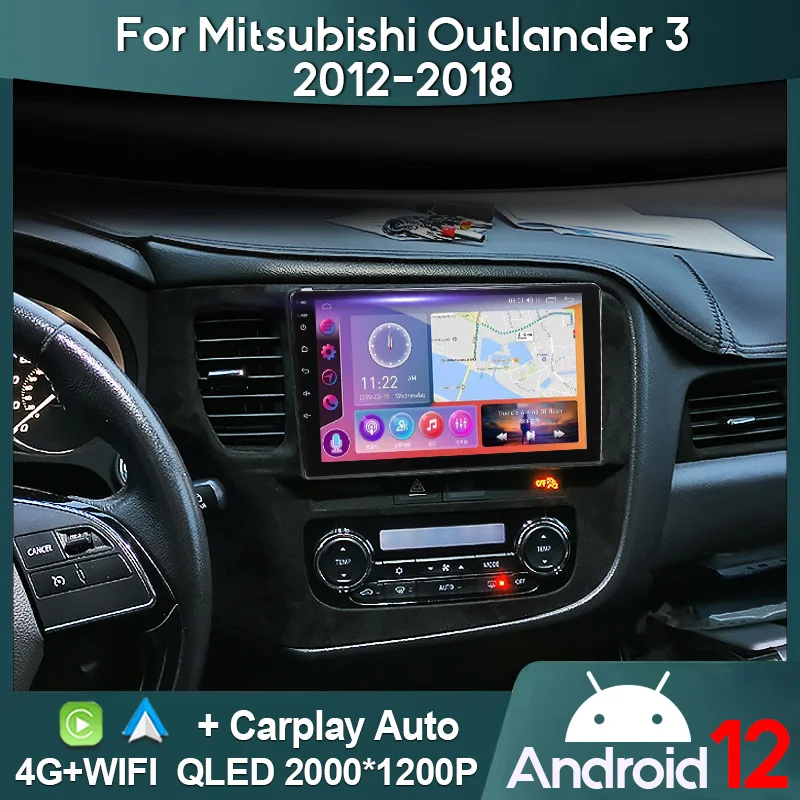 

MAMSM Car Radio For Mitsubishi Outlander 3 2012 - 2018 Android 12 Multimedia Video Player GPS 4G Carplay Autoradio 2K QLED DSP