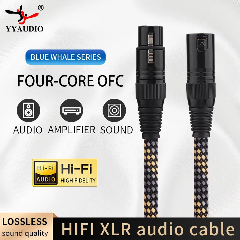 YYAUDIO Hifi 7N OFC Copper Nylon Braided XLR Cable Male to Female M/F 3Pin jack Extension Cable For Microphone Mixer