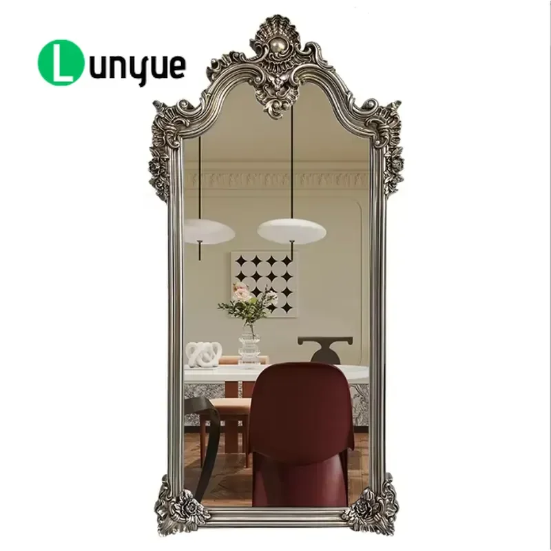 European-style Vintage Carved Full-length Mirror for Dressing Area Clothing Store Fitting Rooms