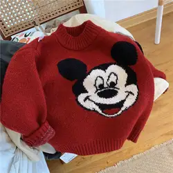 Disney Cartoon Sweaters Baby Sweater Mickey Mouse Winter Baby Girl Clothes Kids Clothing Kawaii Tops Anime Sweatshirts