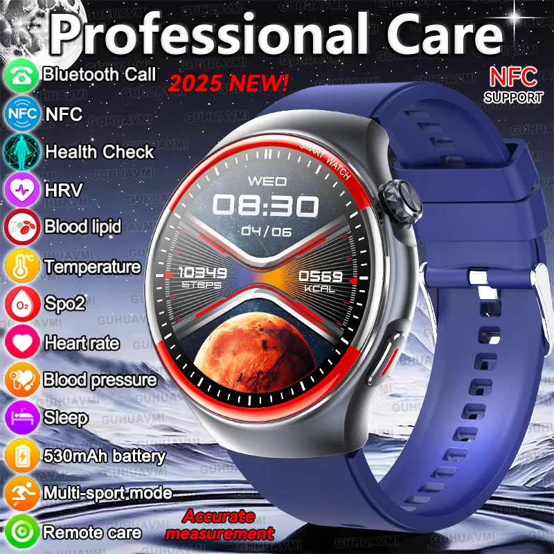 

2025 Новый профессиональный лазерный монитор для здравоохранения, умные часы для мужчин и женщин, кровяное давление, пульс, кислород, Bluetooth, звонок, NFC, часы