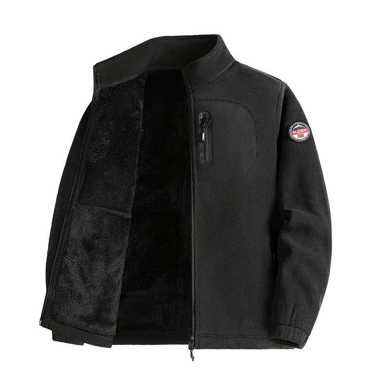 

Men's Fce Jaet Thiened Warm Windproof Casual Loose Large Size Sweatirt Cardigan Polyester Fiber Long Sve Zipper