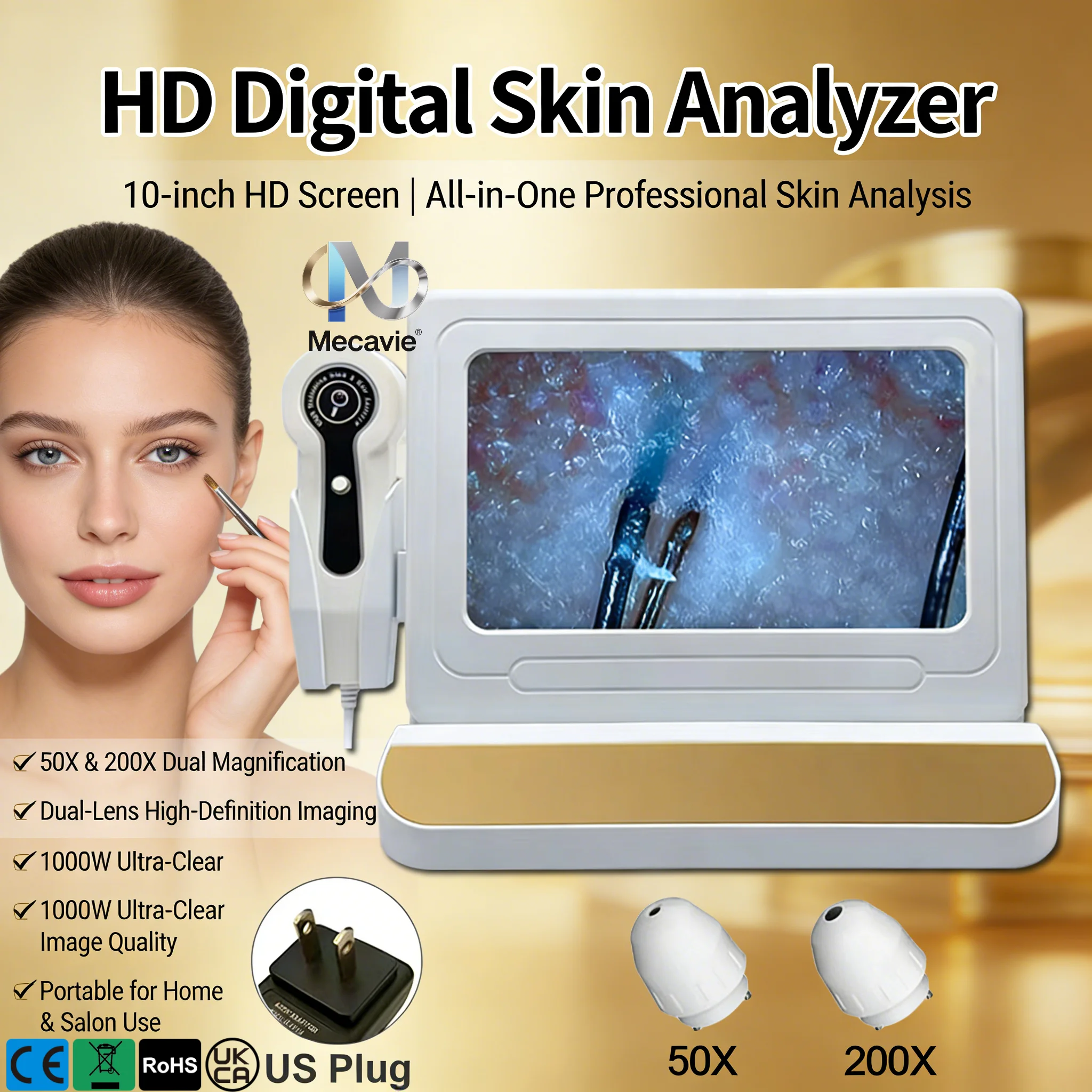 2026 NEW HD Digital Skin Analyzer, 10inch Intelligent Scalp Hair Detector with 50/200X Magnification, Accurately Detect Hair Fol