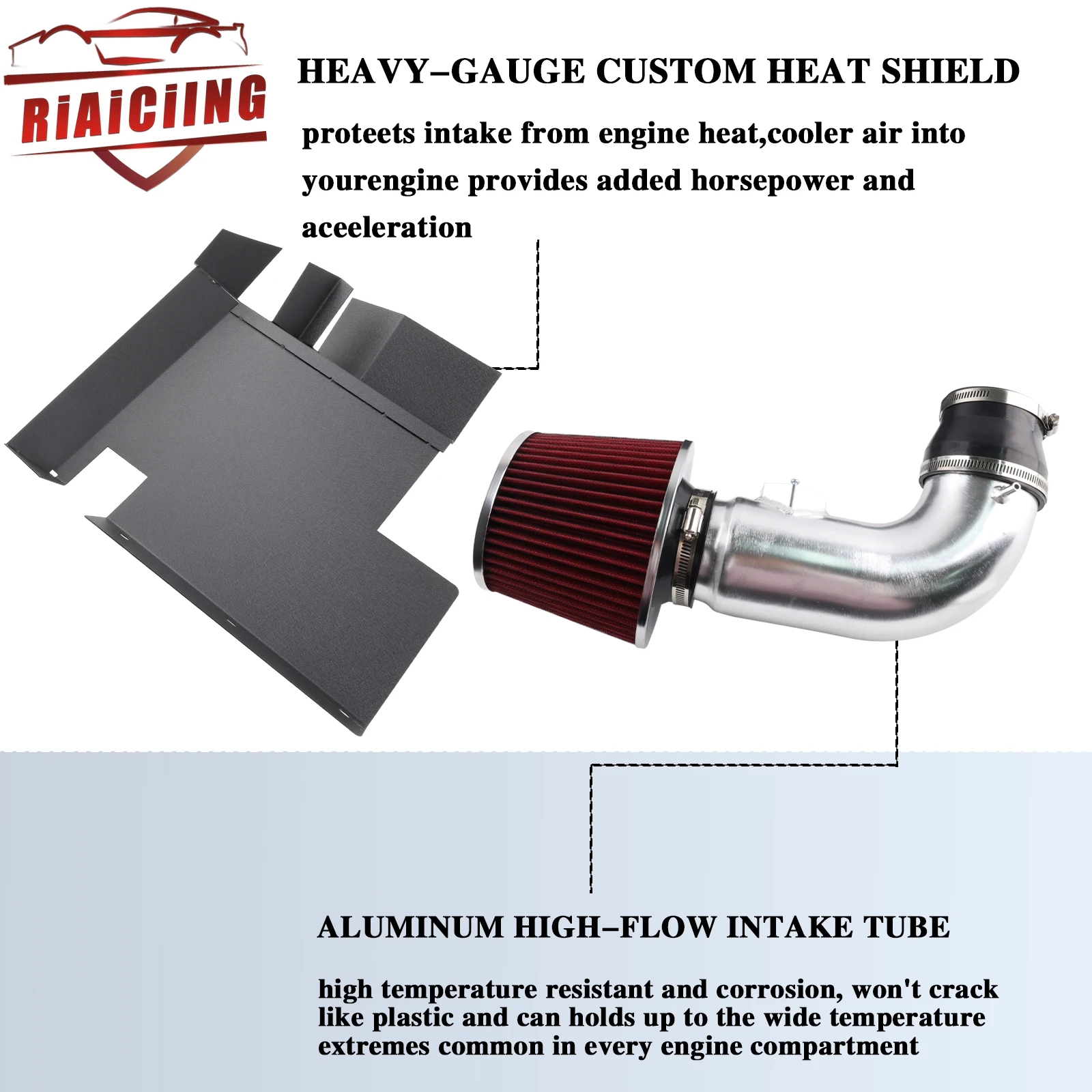 

For 2007-2011 BMW 128i 328i 3.0L 6cyl Heat Shield Cold Air Intake Aluminum Suitable for 2006 BMW 330i 3.0L 6cyl Engine