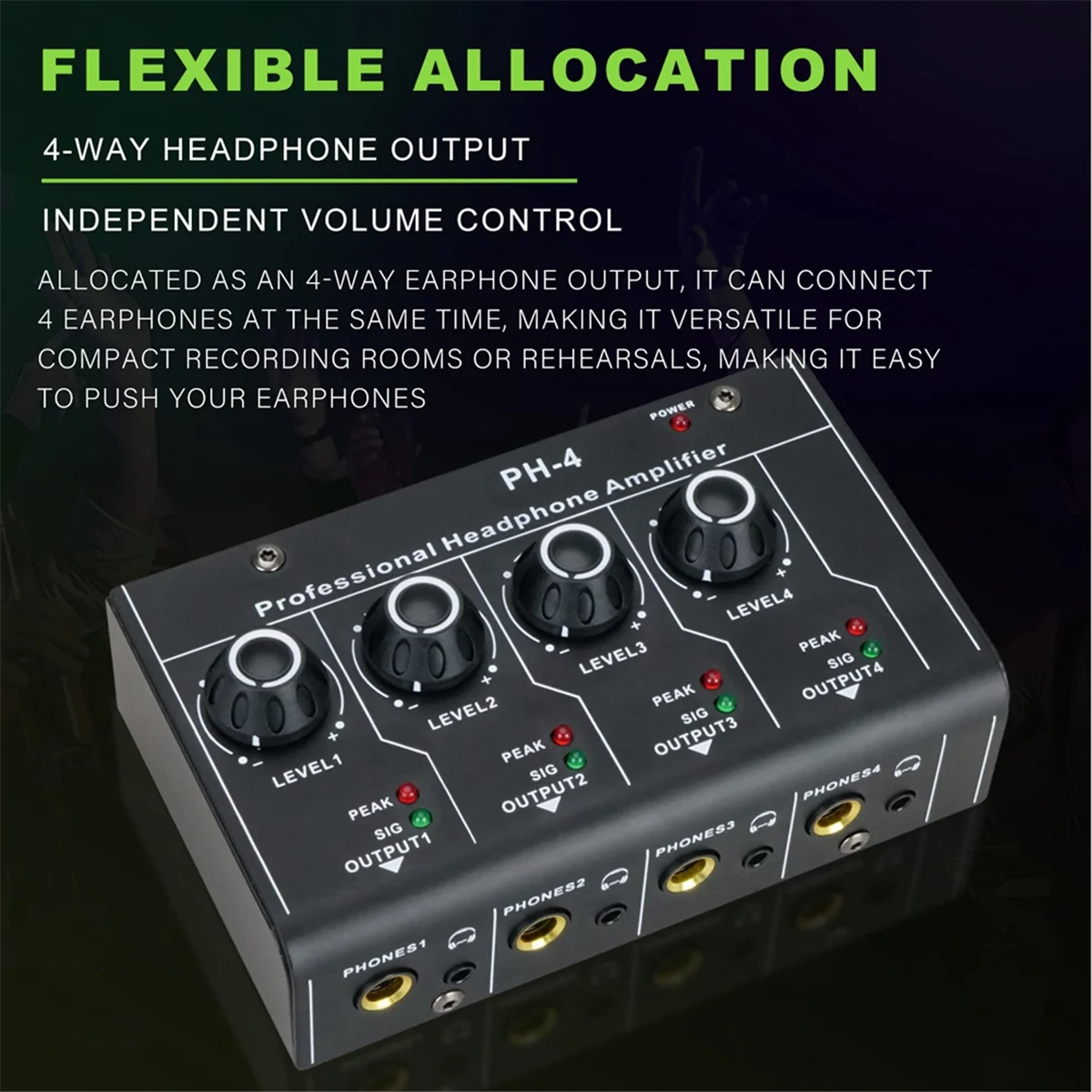เครื่องขยายเสียงหูฟังระบบเสียงสเตอริโอ4ช่องสัญญาณระดับเสียงการควบคุม