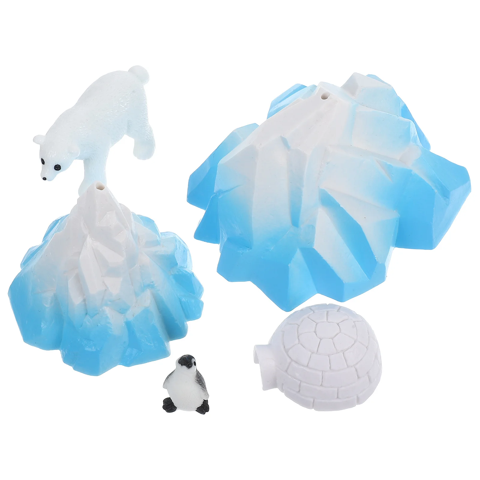 5 قطعة صغيرة القطب الشمالي فيض الدب البطريق Igloo المشهد الواقعي المشهد الصغير حوض السمك المنزل مكتب البطريق تمثال مصغر