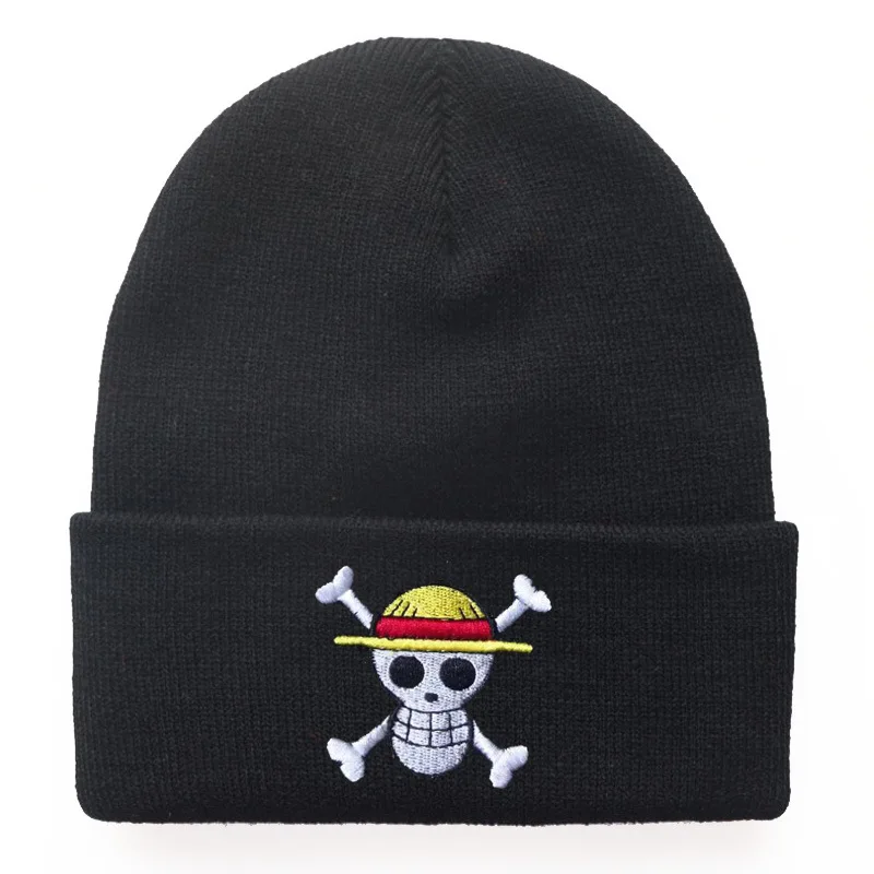 Anime One Piece Winter Beanies Cartoon Embroidery Knitted Hat Warm Hip Hop Ski Skullies Caps Bonnet for Men Women Gift Toy