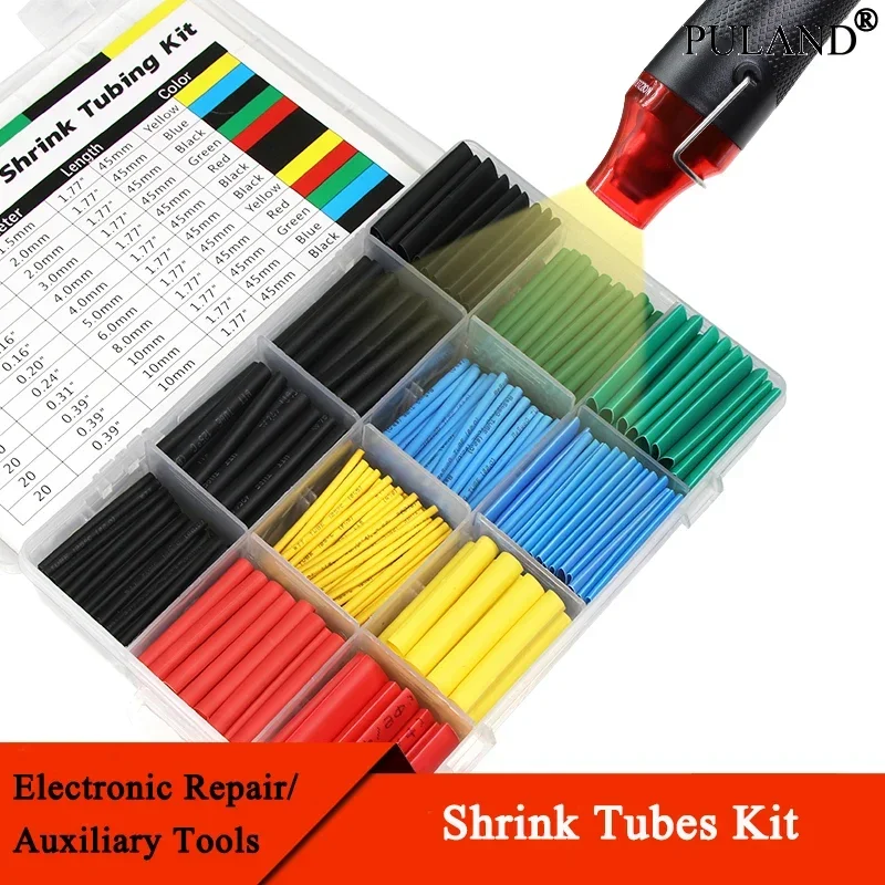 

127/328/750pcs Heat Shrink Tubing Wrapping kit 2:1 Shrinkable Wire Shrinking Wrap Tubing Wire Connect Cover Protection Sleeving