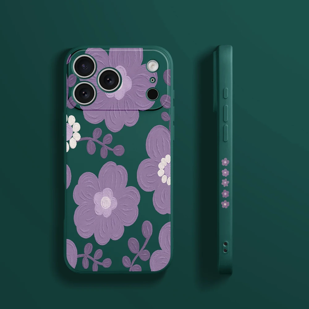 Custodia in TPU stile floreale viola per iPhone17 ProMax 17 Air 16 15 14 13 12 11 Pro Max XS Max7 8 Plus 16e 16 Plus