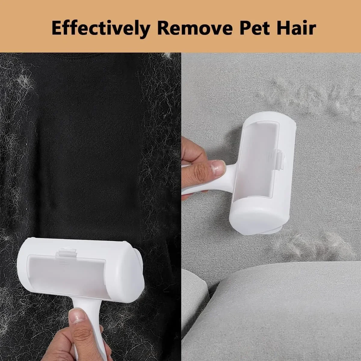 Pet Hair Remover and Grooming Tool - Reusable Dual-Sided Cotton Roller with Handle