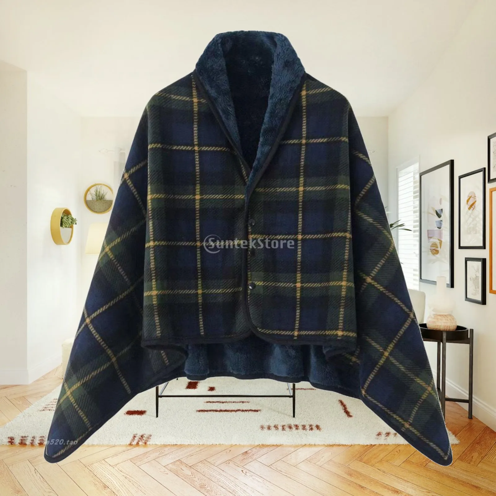 Versatile Rest Blanket Multifunctional Fleece Blanket Double-Purpose-Use Buttoned Fleece Wrap for Office Workers, Sofa