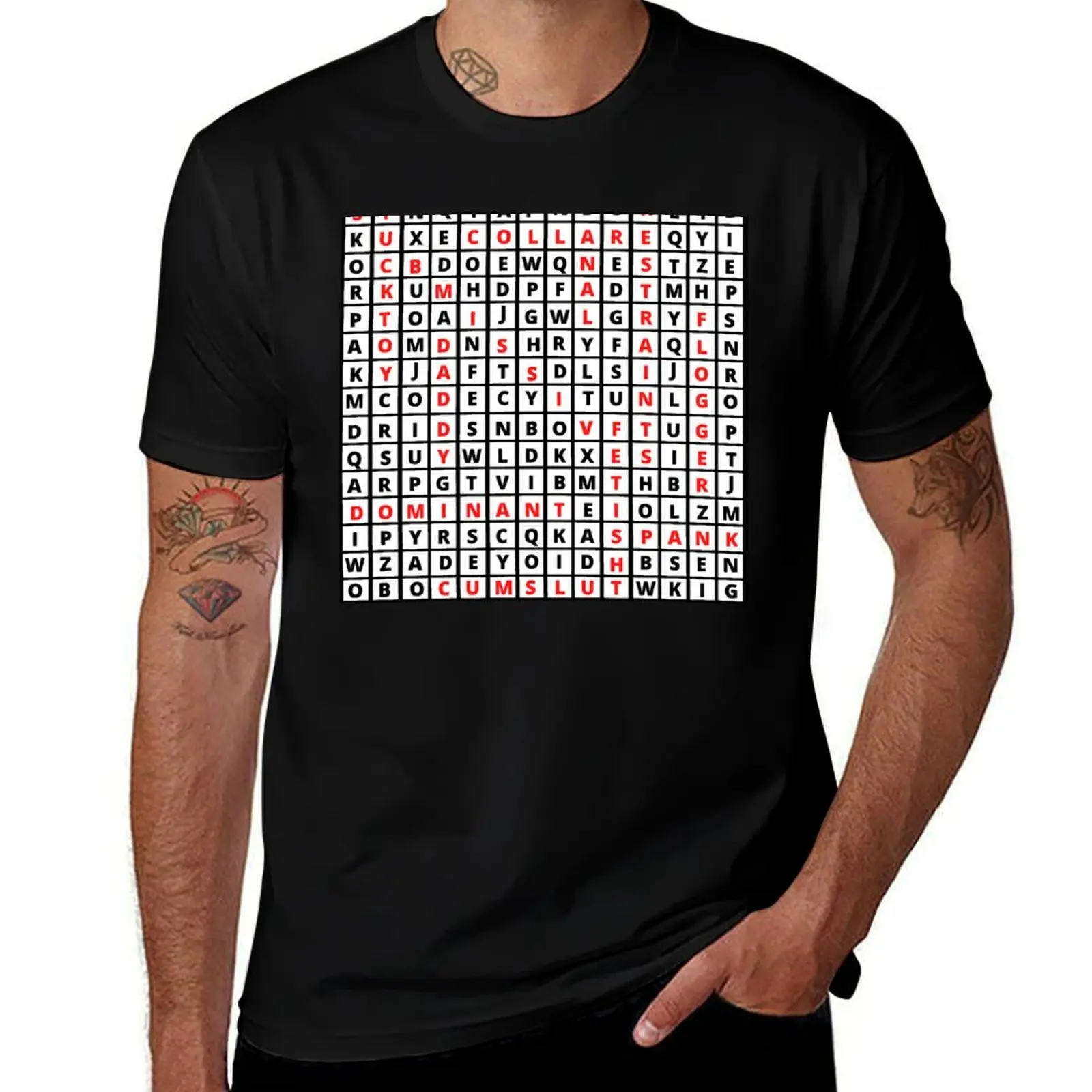 Kinky Word Search Black and Red Font T-Shirt quick drying topping custom shirt essential t shirt oversized t shirt men