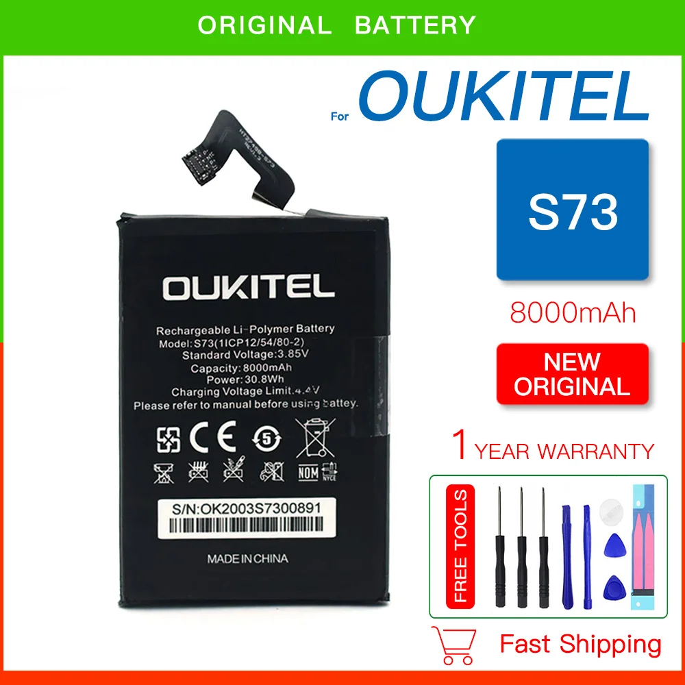 

100% Genuine Battery 8000mAh S73 For Oukitel WP5 oukitel WP5 Pro Mobile Phone Batteria Fast delivery Phone + FREE Kit Tools