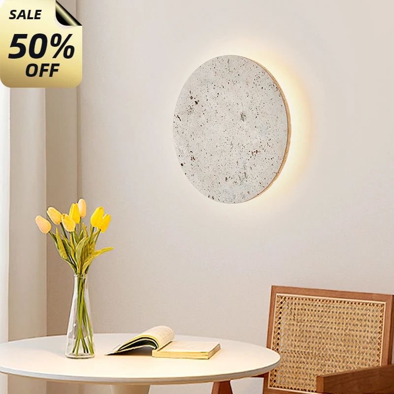 

Natural Round Stone Wall Light Dimmable Bedside Restaurant Art Decor Sconce Dropshipping 23/30cm